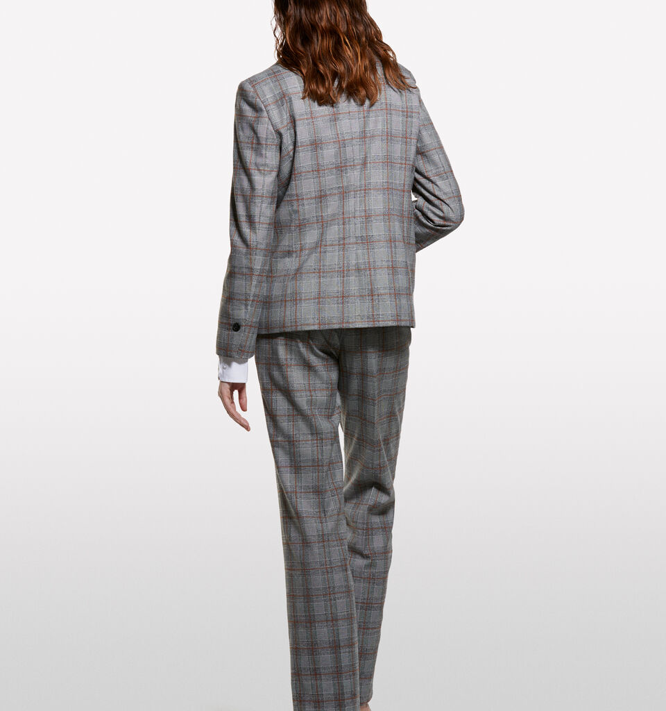 Μπλέιζερ καρό από φανέλα  - μπλέιζερ γυναικεία - Γκρι | Sisley image number 2